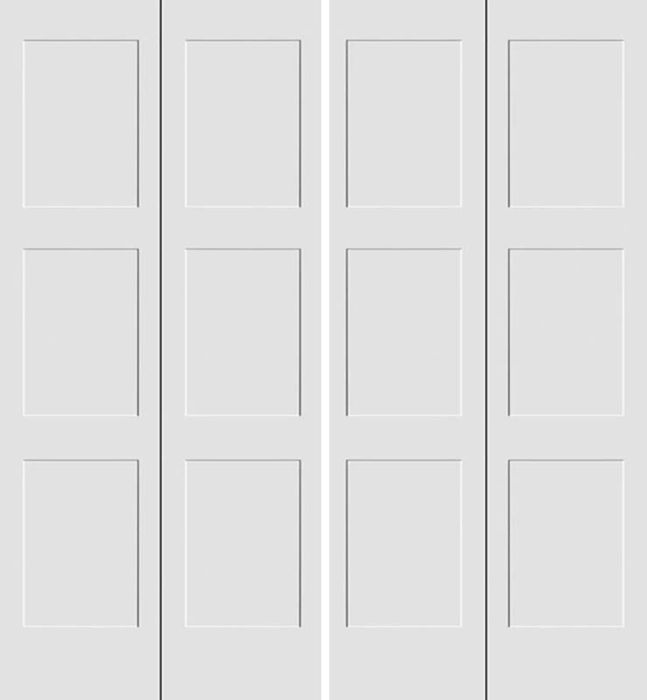 80" Primed 3 Panel Shaker Bifold 4 Door, 1-3/8 Thick, PRI8433BF