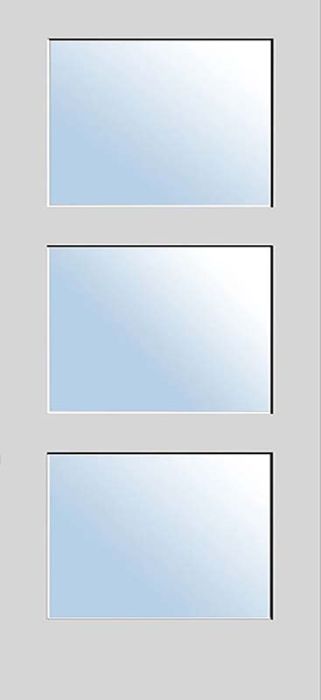96" Primed 3 Lite Interior Door, Clear, 1-3/8 Thick, PRI8433CL