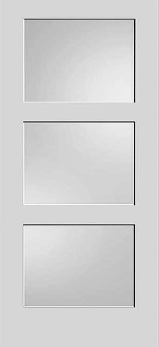 96" Primed 3 Lite Interior Door, Diffused White Laminate, 1-3/8 Thick, PRI8433GL