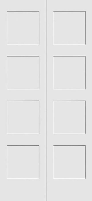80" Primed 4 Panel Shaker Bifold 2 Door, 1-3/8 Thick, PRI8444BF