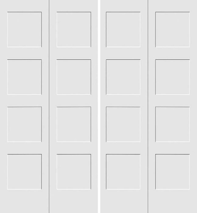 80" Primed 4 Panel Shaker Bifold 4 Door, 1-3/8 Thick, PRI8444BF
