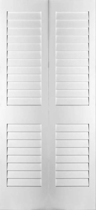 80" Primed Plantation Louver Bifold 2 Door, 1-3/8 Thick, PRI8730PLLBF