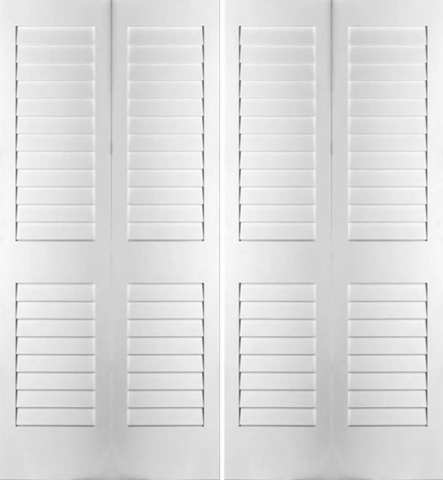 80" Primed Plantation Louver Bifold 4 Door, 1-3/8 Thick, PRI8730PLLBF