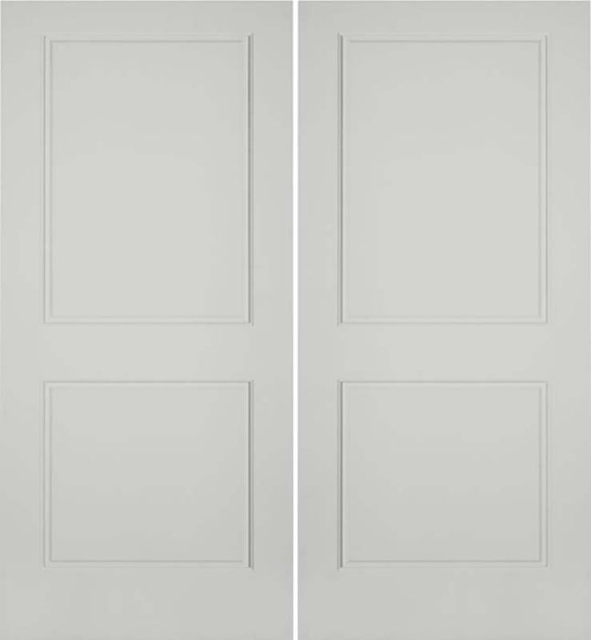 80" Primed 2 Raised Panel Ovolo Interior Double Door, 1-3/8 Thick, PRIOV22
