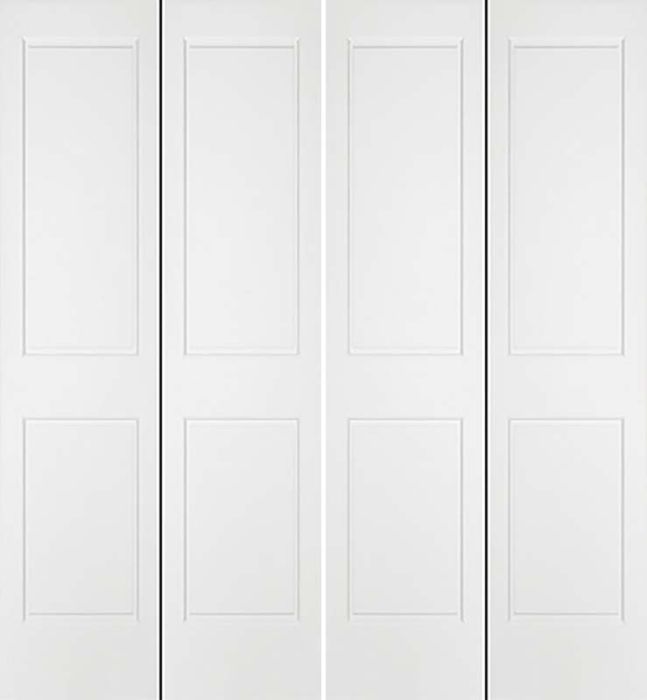 80" Primed 2 Raised Panel Ovolo Bifold 4 Door, 1-3/8 Thick, PRIOV22BF
