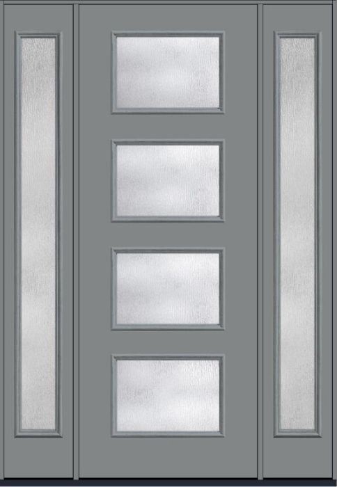 96 Rainglass Modern Pulse Ari 4-Lite Smooth Fiberglass Single Door,Sidelites , WBD Impact