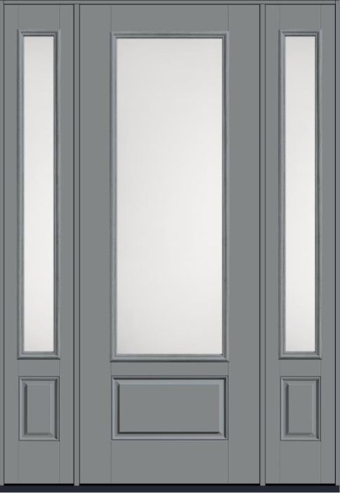 96 Satin Etch 3/4 Lite 1 Panel Smooth Fiberglass Single Door,Sidelites , WBD Impact