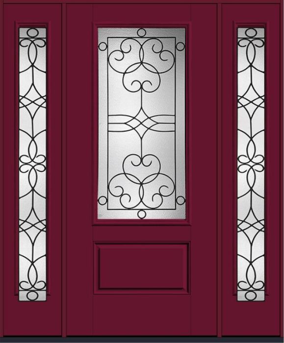 80 Salinas 3/4 Lite 1 Panel Smooth Fiberglass Single Door,Sidelites , WBD Impact