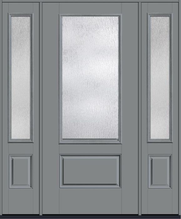 80 Rainglass 3/4 Lite 1 Panel Smooth Fiberglass Single Door,Sidelites , WBD Impact