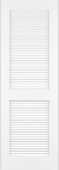 96" Primed Wood Louver over Louver Single Door