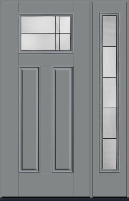 80 Axis Craftsman Top View 2 Panel Smooth Fiberglass Single Door,Sidelite , WBD Impact