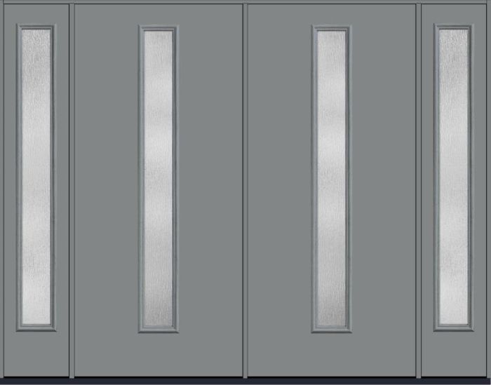 80 Rainglass Modern Pulse Linea Centered Smooth Fiberglass Double Door,Sidelites , WBD Impact