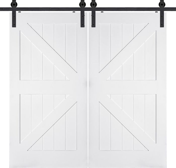 84" Primed Double Barn Door with K-Bar | 70PRI8402BK