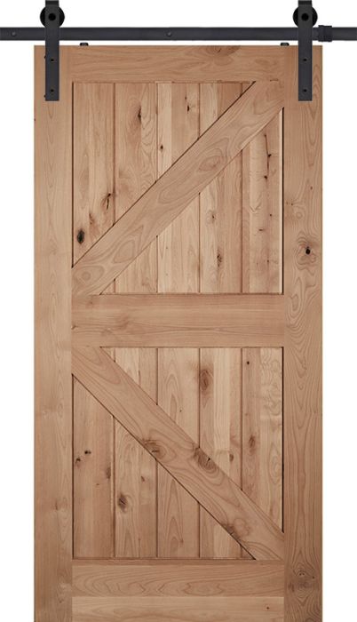 84" Knotty Alder Single Barn Door with K-Bar | 70SKA8402BK
