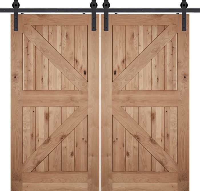 84" Knotty Alder Double Barn Door with K-Bar | 70SKA8402BK