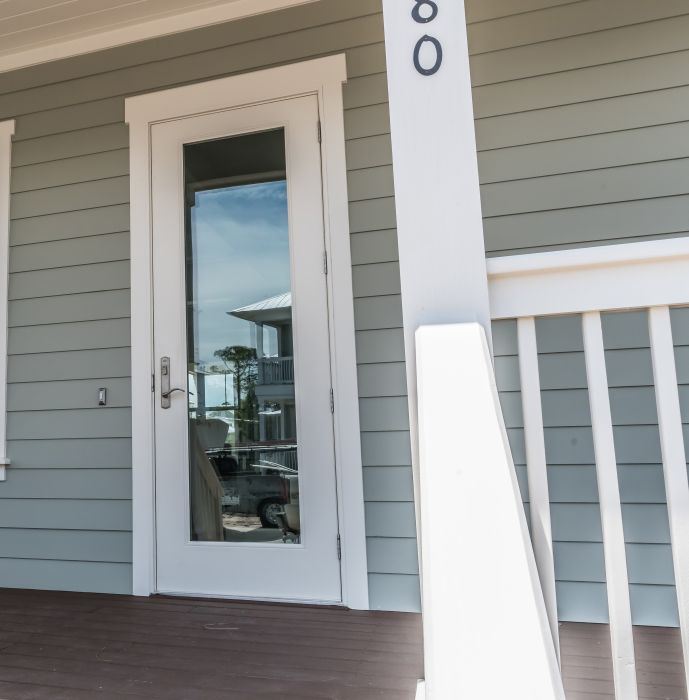 Low-e 96" Full Lite Fiberglass Single Door, Impact Rated