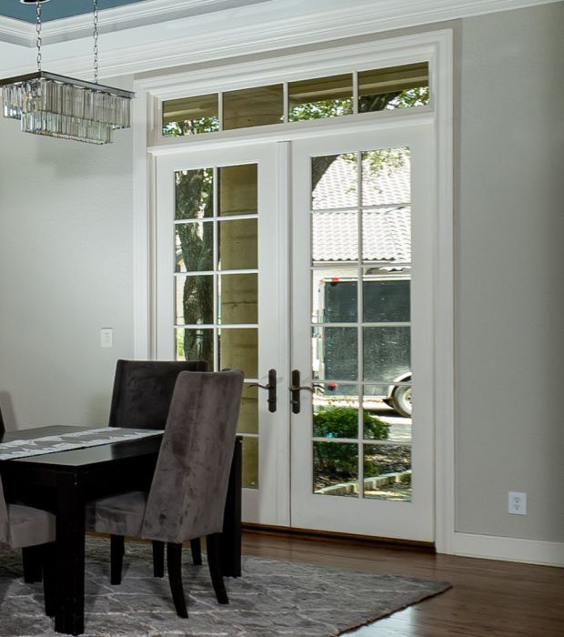Low-e 96" Full Lite, 12 Lite SDL Fiberglass Double Door, Impact Rated
