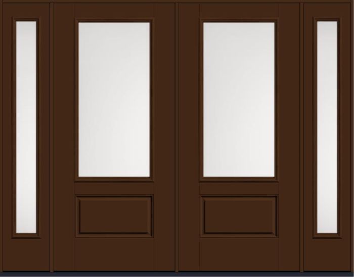 80 Satin Etch 3/4 Lite 1 Panel Smooth Fiberglass Double Door,Sidelites , WBD Impact