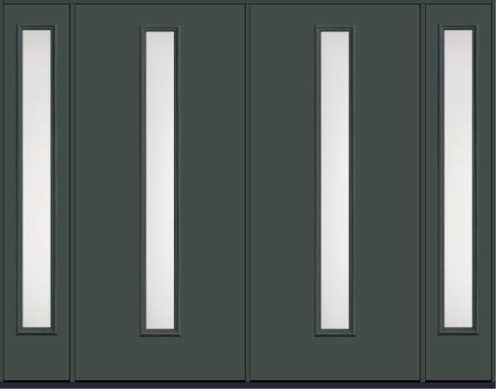 80 Satin Etch Modern Pulse Linea Centered Smooth Fiberglass Double Door,Sidelites , WBD Impact