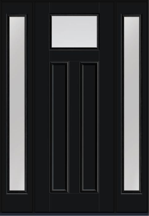 96 Low-E Craftsman Top View 2 Panel Shaker Smooth Fiberglass Single Door,Sidelites , WBD Impact