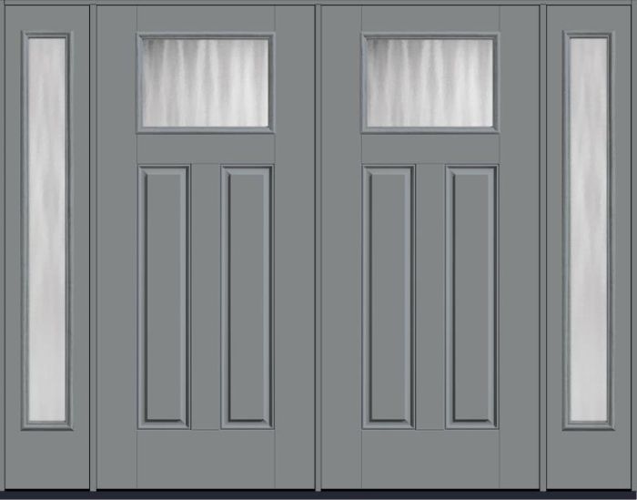 80 Chinchilla Craftsman Top View 2 Panel Smooth Fiberglass Double Door,Sidelites , WBD Impact