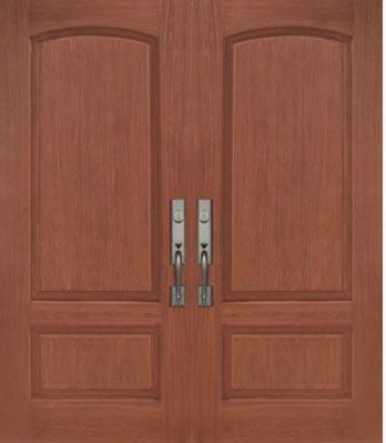 ValueSeries|36" x 80" 3/4 Mahogany Arch 2 Panel Camber Double Door