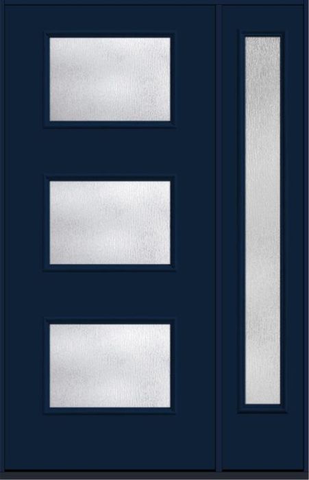 80 Rainglass Modern Pulse Ari 3-Lite Smooth Fiberglass Single Door,Sidelite , WBD Impact