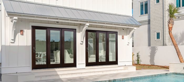 Low-e 96" Full Lite Fiberglass Bypass Gliding Triple Door, Impact Rated