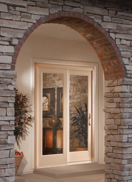 Low-e 96" Full Lite Fiberglass Gliding Double Door