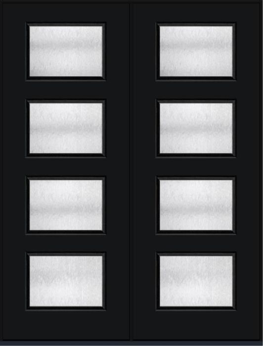 96 Chord Modern Pulse Ari 4-Lite Smooth Fiberglass Double Doors , WBD Impact