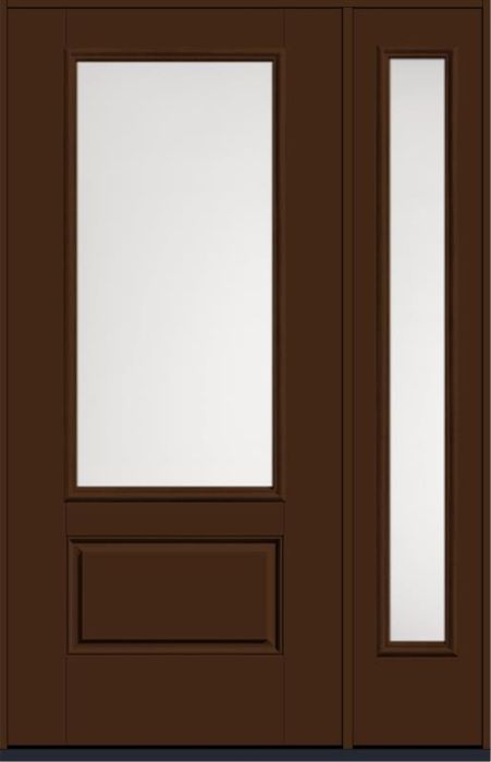 80 Satin Etch 3/4 Lite 1 Panel Smooth Fiberglass Single Door,Sidelite , WBD Impact