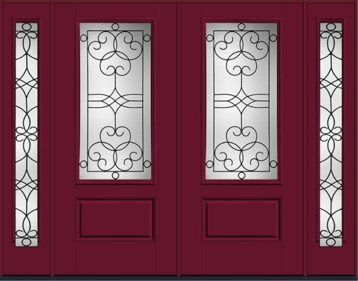 80 Salinas 3/4 Lite 1 Panel Smooth Fiberglass Double Door,Sidelites , WBD Impact