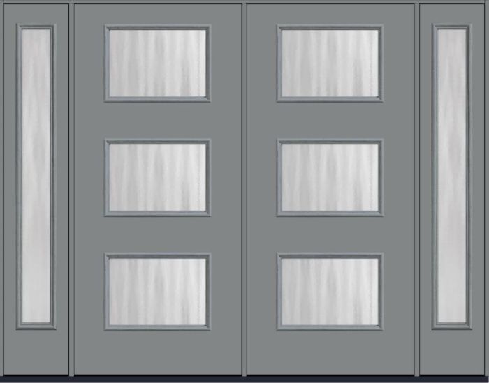 80 Chinchilla Modern Pulse Ari 3-Lite Smooth Fiberglass Double Door,Sidelites , WBD Impact