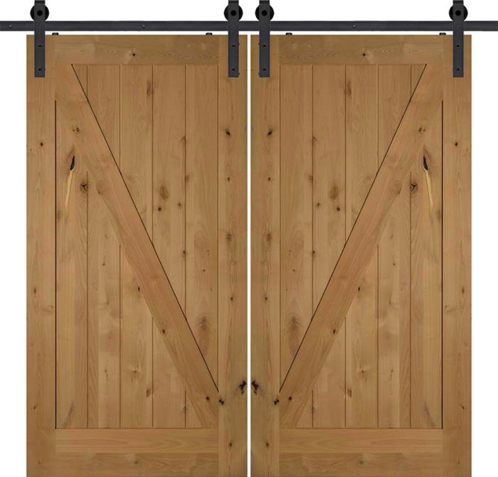 96" Knotty Alder Double Barn Door with Z-Bar | 80SKA8401BZ