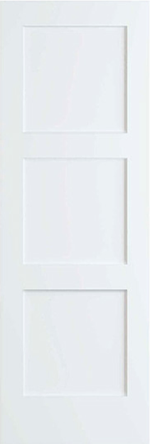80" 1-3/4" 3-Panel Shaker Primed Wood Single Door
