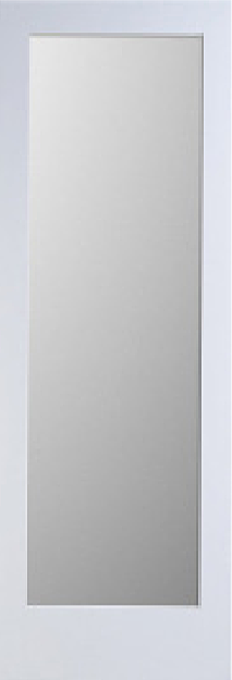 96" 1 Lite Frosted Shaker Primed Wood Single Door
