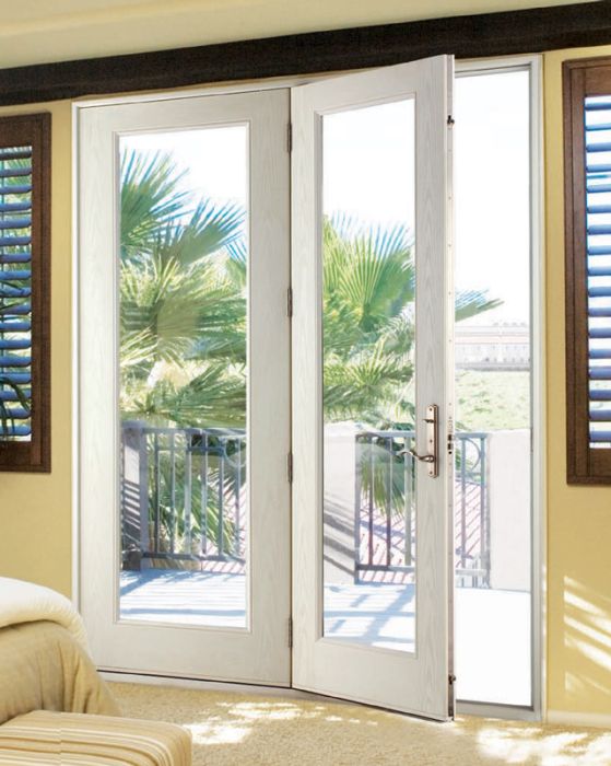 Low-e 96" Full Lite Fiberglass Center Hinged Double Door