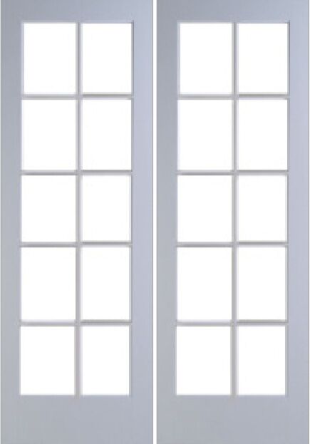 80" 10 Lite French Primed Wood Double Door