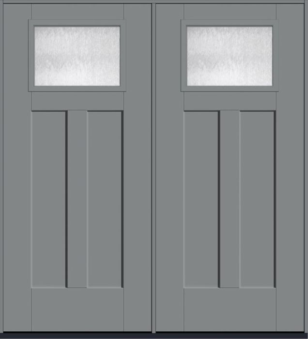 80 Chord Craftsman Top View 2 Panel Shaker Smooth Fiberglass Double Doors , WBD Impact