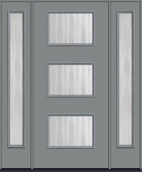 80 Chinchilla Modern Pulse Ari 3-Lite Smooth Fiberglass Single Door,Sidelites , WBD Impact