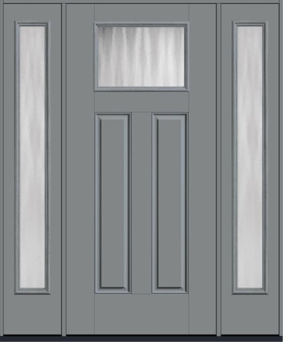 80 Chinchilla Craftsman Top View 2 Panel Smooth Fiberglass Single Door,Sidelites , WBD Impact