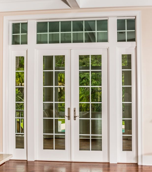 Low-e 96" Full Lite, 12 Lite SDL Fiberglass Double Door, Impact Rated