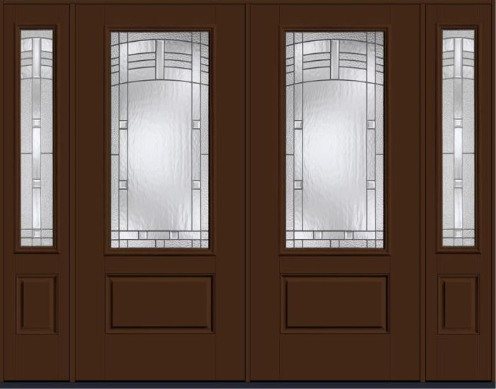 80 Maple Park 3/4 Lite 1 Panel Smooth Fiberglass Double Door,Sidelites , WBD Impact