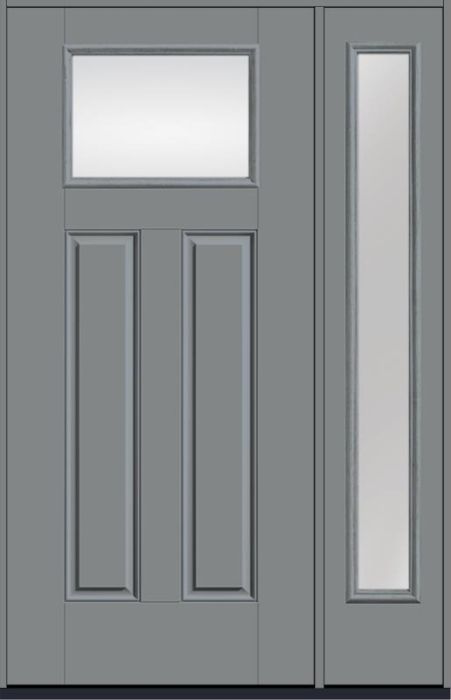 80 Low-E Craftsman Top View 2 Panel Smooth Fiberglass Single Door,Sidelite , WBD Impact