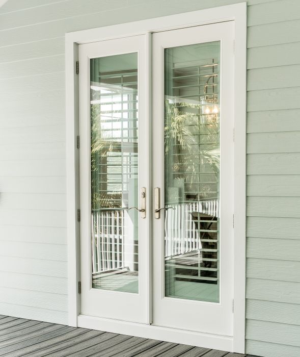 96" Mini Blind Full Lite Fiberglass Double Door