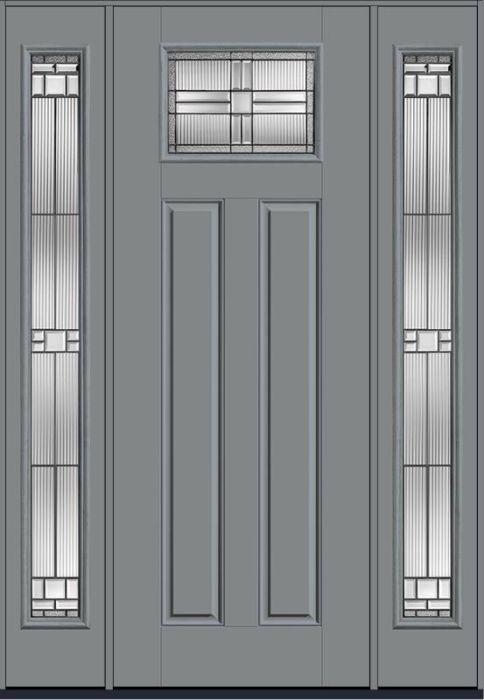 96 Saratoga Craftsman Top View 2 Panel Smooth Fiberglass Single Door,Sidelites , WBD Impact