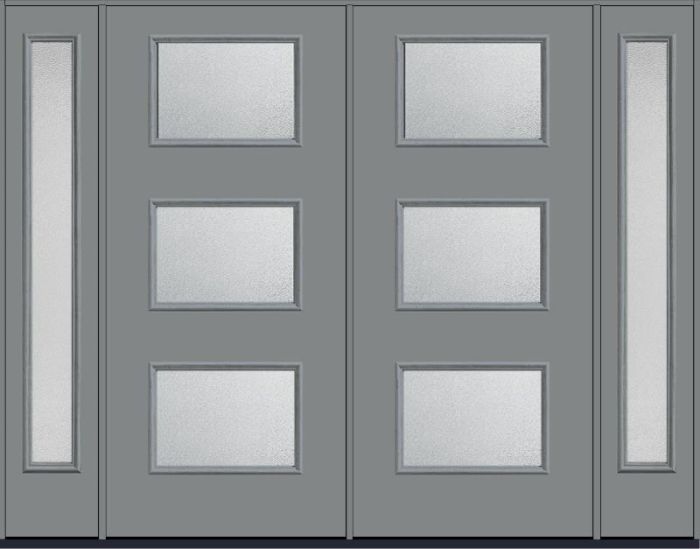 80 Granite Modern Pulse Ari 3-Lite Smooth Fiberglass Double Door,Sidelites , WBD Impact