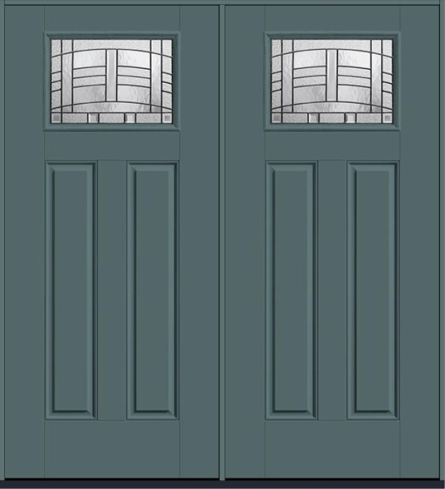 80 Maple Park Craftsman Top View 2 Panel Smooth Fiberglass Double Doors , WBD Impact