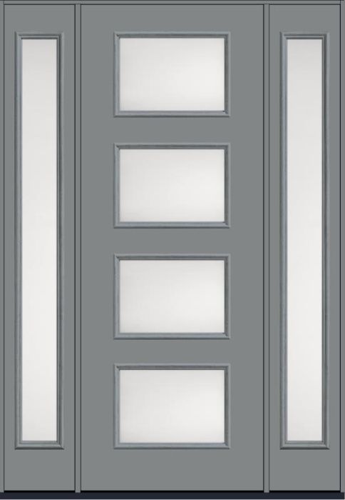96 Satin Etch Modern Pulse Ari 4-Lite Smooth Fiberglass Single Door,Sidelites , WBD Impact