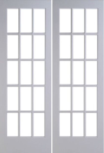 80" 15 Lite French Primed Wood Double Door